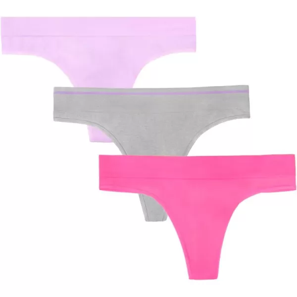 Fruit of the Loom A Fresh Collection Sneak Chic 3Pack Womens Seamless Thong  For Ultimate Comfort ampamp Invisible StyleSugar PlumGreyStellar Orchid