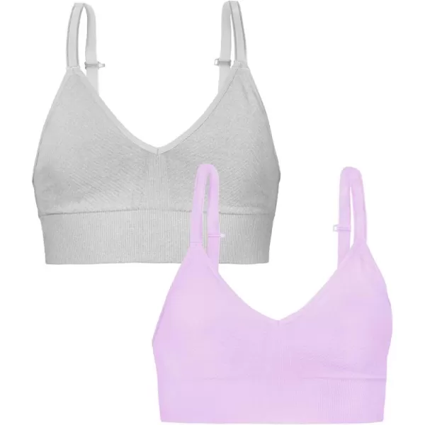 Fruit of the Loom A Fresh Collection So Comfy 2Pack Womens Seamless Bralettes  Your New Everyday EssentialHeather GreyStellar Orchid