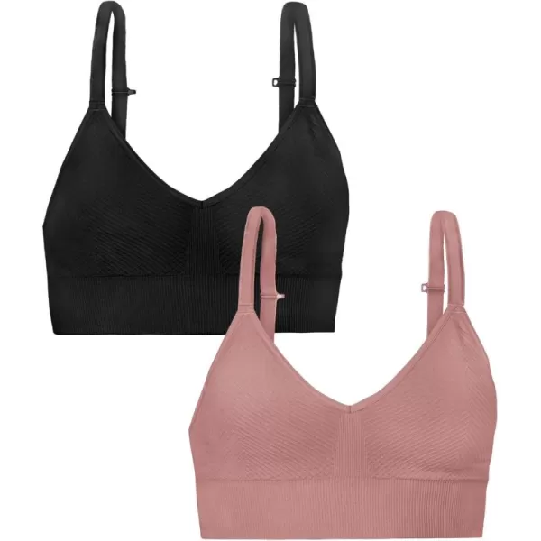 Fruit of the Loom A Fresh Collection So Comfy 2Pack Womens Seamless Bralettes  Your New Everyday EssentialPremium PlumBlack Hue