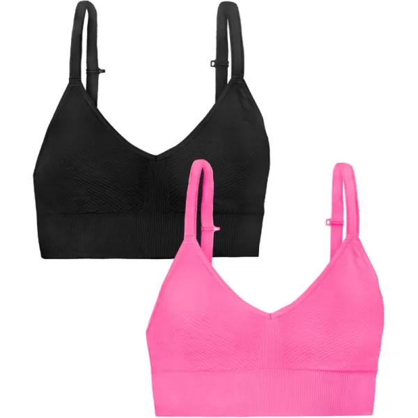 Fruit of the Loom A Fresh Collection So Comfy 2Pack Womens Seamless Bralettes  Your New Everyday EssentialSugar PlumBlack Hue