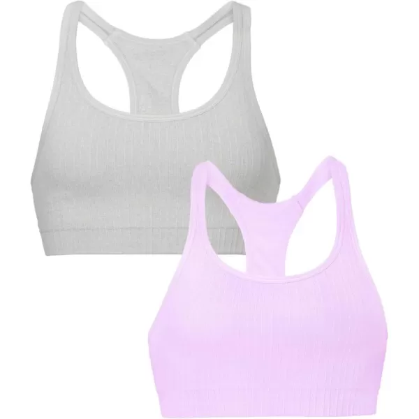 Fruit of the Loom A Fresh Collection So Sporty 2Pack Womens Seamless Racerback Croptop BrasHeather GreyStellar Orchid