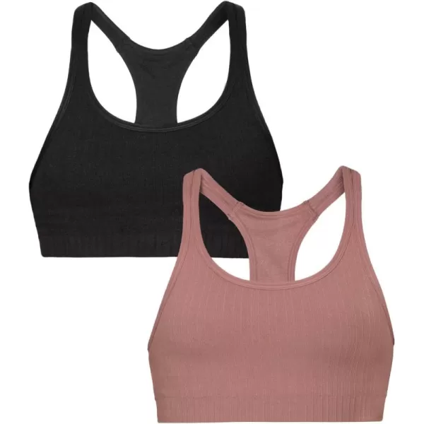 Fruit of the Loom A Fresh Collection So Sporty 2Pack Womens Seamless Racerback Croptop BrasPremium PlumBlack Hue