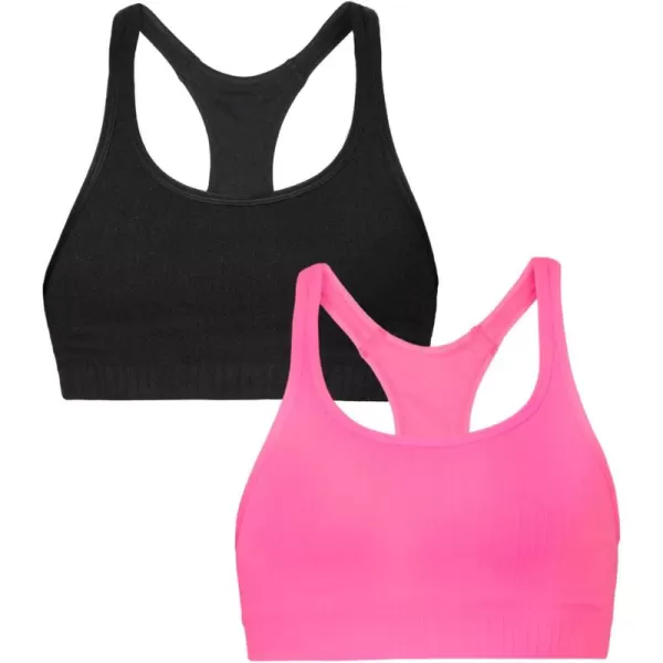 Fruit of the Loom A Fresh Collection So Sporty 2Pack Womens Seamless Racerback Croptop BrasSugar PlumBlack Hue