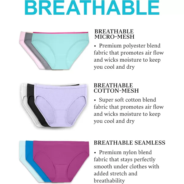 Fruit of the Loom Womens Breathable Seamless UnderwearAssortedMulticolor