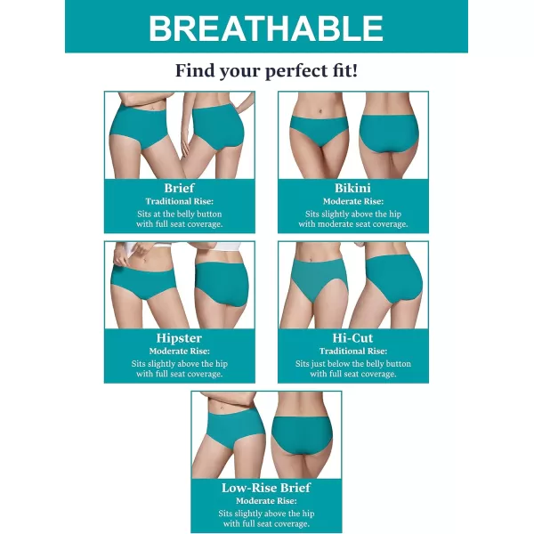 Fruit of the Loom Womens Breathable Underwear Moisture Wicking Keeps You Cool ampamp Comfortable Available in Plus SizeCooling Stripes  Bikini  6 Pack  Colors May Vary