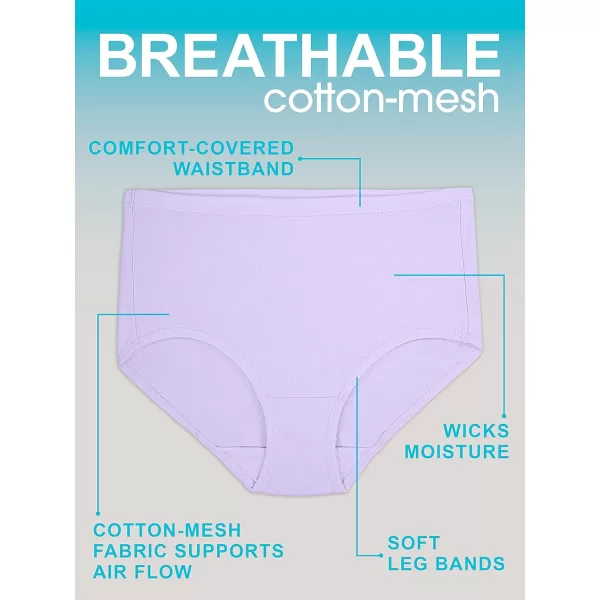 Fruit of the Loom Womens Breathable Underwear Moisture Wicking Keeps You Cool ampamp Comfortable Available in Plus SizeCotton Mesh  Bikini  6 Pack  Colors May Vary