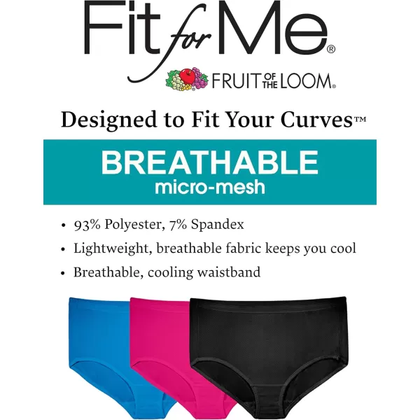 Fruit of the Loom Womens Plus Size Underwear Designed to Fit Your CurvesBrief  Breathable Micro Mesh  Assorted