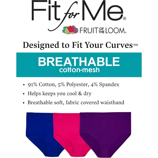Fruit of the Loom womens Fit for Me Plus Size Underwear Designed to Fit Your CurvesBrief  Breathable Cotton Mesh  Assorted