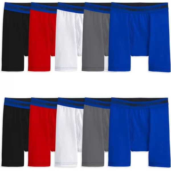 Fruit of the Loom Boys 360 Stretch Boxer BriefsBoys  10 Pack  Cotton Stretch  BlackRedBlue