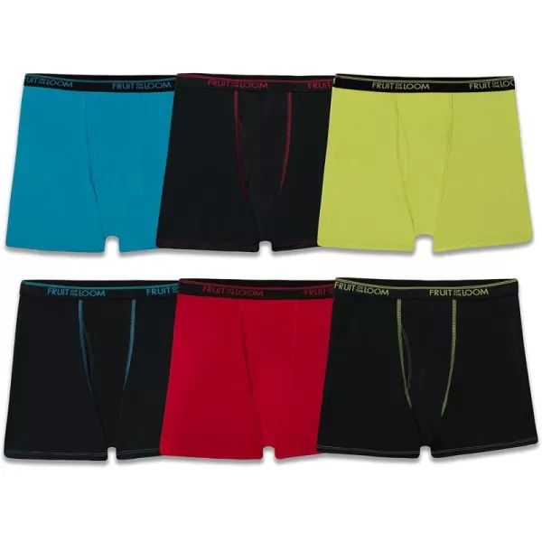 Fruit of the Loom Boys 360 Stretch Boxer BriefsBoys  6 Pack  Micro Stretch  BlackYellowRed