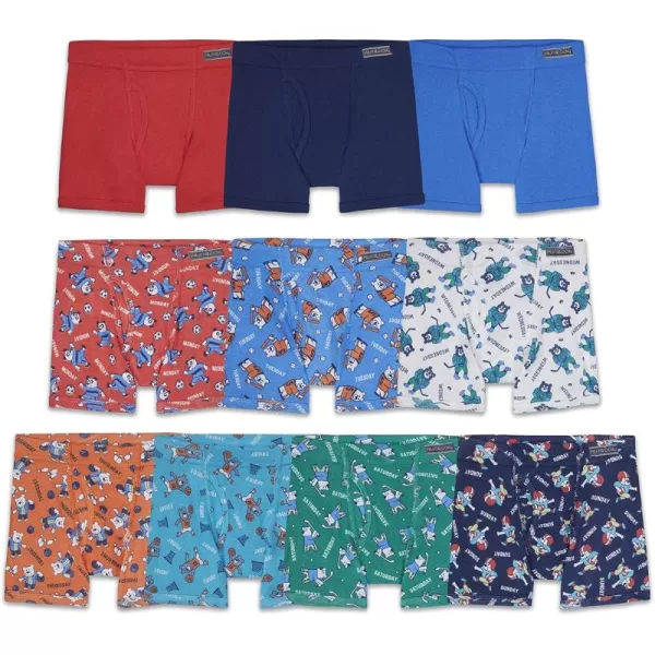 Fruit of the Loom Boys and Toddler Boxer Briefs Tag Free ampamp Breathable Underwear Assorted Color Multipacks10 Pack  Covered Waist