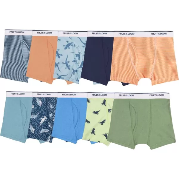 Fruit of the Loom Boys and Toddler Boxer Briefs Tag Free ampamp Breathable Underwear Assorted Color Multipacks10 Pack  DinoSharks