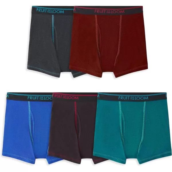 Fruit of the Loom Boys and Toddler Boxer Briefs Tag Free ampamp Breathable Underwear Assorted Color Multipacks5 Pack  Modal BlueRedGrey