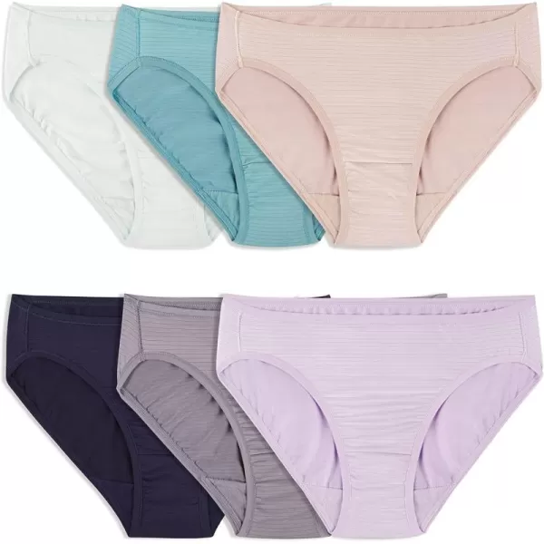 Fruit of the Loom Womens Breathable Underwear Moisture Wicking Keeps You Cool ampamp Comfortable Available in Plus SizeCooling Stripes  Bikini  6 Pack  Colors May Vary