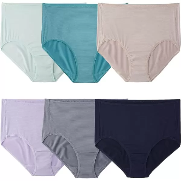 Fruit of the Loom Womens Breathable Underwear Moisture Wicking Keeps You Cool ampamp Comfortable Available in Plus SizeCooling Stripes  Brief  6 Pack  Colors May Vary