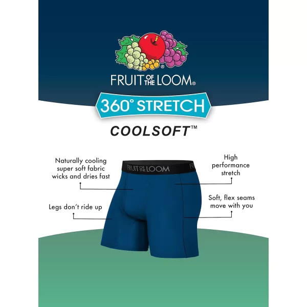 Fruit of the Loom Mens 360 Stretch Boxer Briefs High Performance Stretch Quick Dry ampamp Moisture WickingCoolsoft  6 Pack  BlackGrey