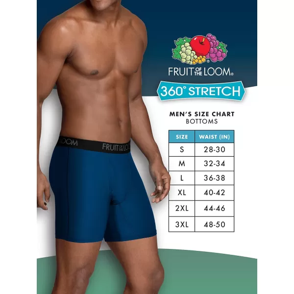 Fruit of the Loom Mens 360 Stretch Boxer Briefs High Performance Stretch Quick Dry ampamp Moisture WickingCoolsoft  6 Pack  BlackGrey