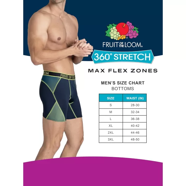 Fruit of the Loom Mens 360 Stretch Boxer Briefs High Performance Stretch Quick Dry ampamp Moisture WickingMax Flex Zones  3 Pack  Colors May Vary