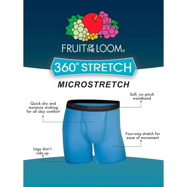 Fruit of the Loom Mens Micro Stretch Boxer Briefs Designed to Move with You Lightweight ampamp Moisture Wicking5 Pack  Black