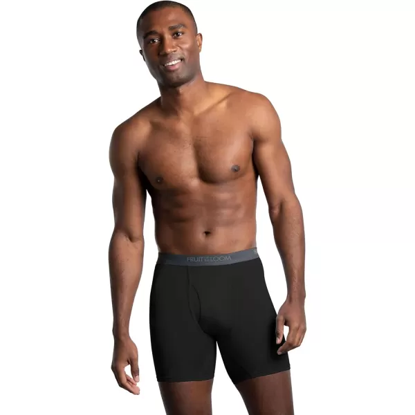 Fruit of the Loom Mens Micro Stretch Boxer Briefs Designed to Move with You Lightweight ampamp Moisture Wicking5 Pack  Black