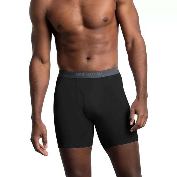 Fruit of the Loom Mens Micro Stretch Boxer Briefs Designed to Move with You Lightweight ampamp Moisture Wicking5 Pack  Black