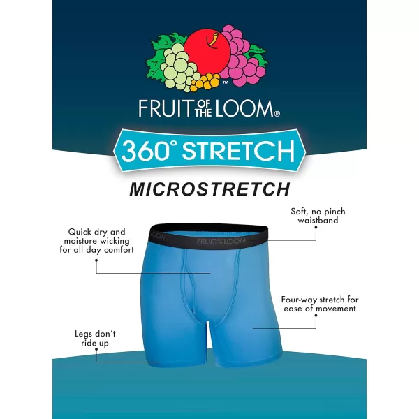 Fruit of the Loom Mens Micro Stretch Boxer Briefs Designed to Move with You Lightweight ampamp Moisture Wicking5 Pack  GreyRedBlue