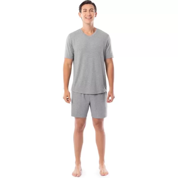 Fruit of the Loom Mens 360 Stretch Sleeve VNeck Top and Short Sleep Pajama SetGrey Heather