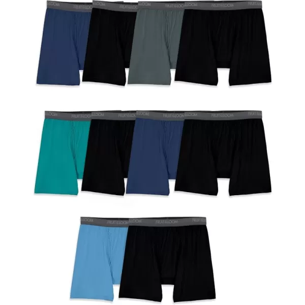 Fruit of the Loom Mens Micro Stretch Boxer Briefs Designed to Move with You Lightweight ampamp Moisture Wicking10 Pack  BlackNavyGreen