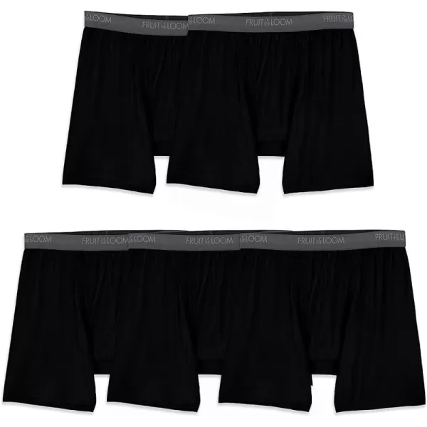 Fruit of the Loom Mens Micro Stretch Boxer Briefs Designed to Move with You Lightweight ampamp Moisture Wicking5 Pack  Black