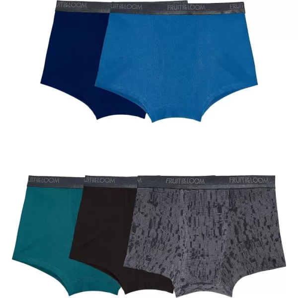 Fruit of the Loom Mens Micro Stretch Boxer Briefs Designed to Move with You Lightweight ampamp Moisture WickingTrunk  5 Pack  BlueGreenBlack