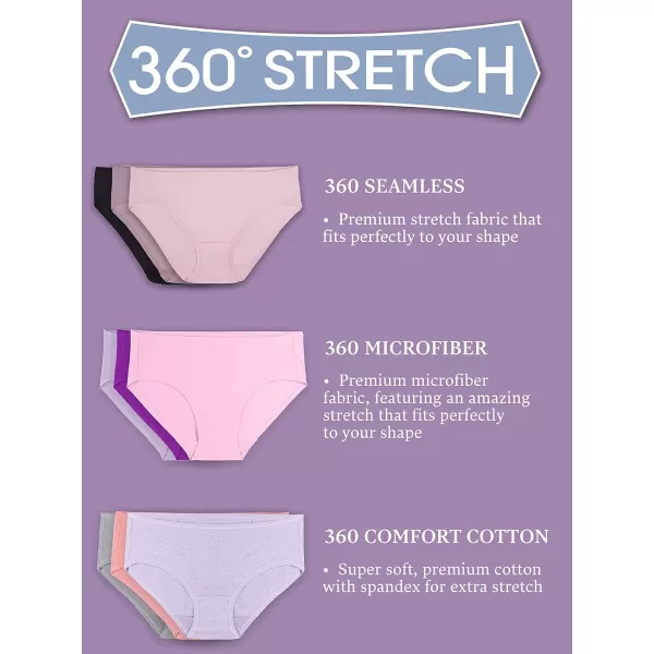 Fruit of the Loom Womens 360 Stretch Underwear High Performance Stretch for Effortless Comfort Available in Plus SizeCotton Blend  Plus Size Brief  10 Pack  PinkNudeBlueBlack