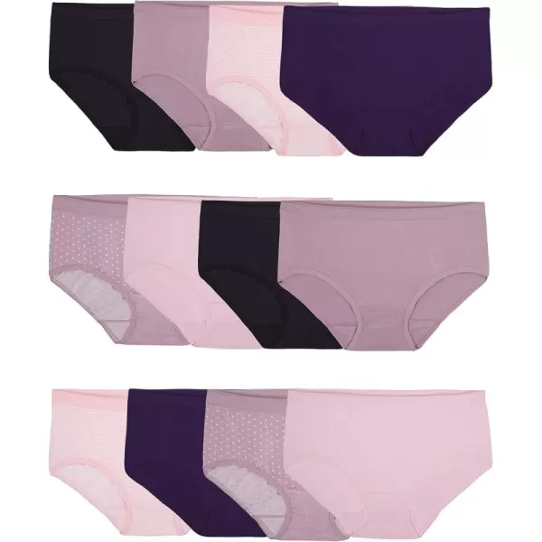 Fruit of the Loom Womens 360 Stretch Underwear Regular ampamp Plus SizeLow Rise Brief  Seamless  12 Pack  Assorted Colors