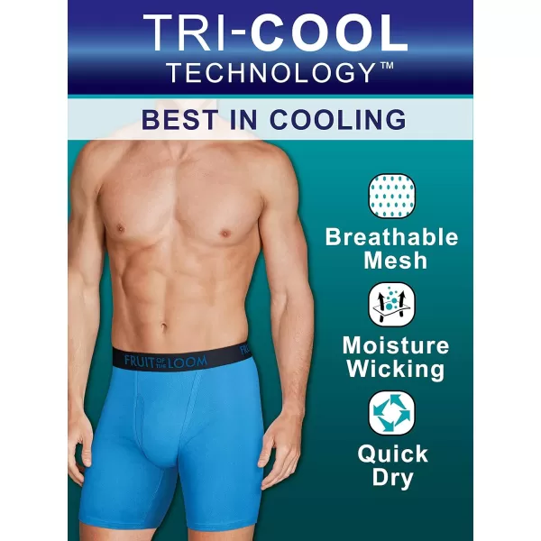 Fruit of the Loom Mens Breathable Boxer Briefs Moisture Wicking Underwear Assorted Color MultipacksCotton Mesh  BlackGrey