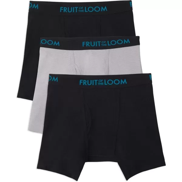 Fruit of the Loom Mens Breathable Boxer Briefs Moisture Wicking Underwear Assorted Color MultipacksCotton Mesh  BlackGrey