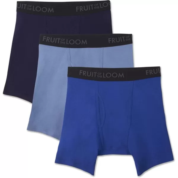 Fruit of the Loom Mens Breathable Boxer Briefs Moisture Wicking Underwear Assorted Color MultipacksCotton Mesh  Blue