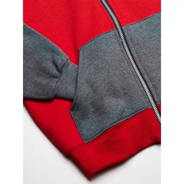 Fruit of the Loom Boys Fleece Full Zip Hoodie Sweatshirt TRUE REDCHARCOAL HEATHERTIMES SQUARE NAVY STRIPE Small