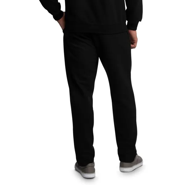 Fruit of the Loom Mens Eversoft Fleece Open Bottom Sweatpants with Pockets Relaxed Fit Moisture Wicking BreathableBlack