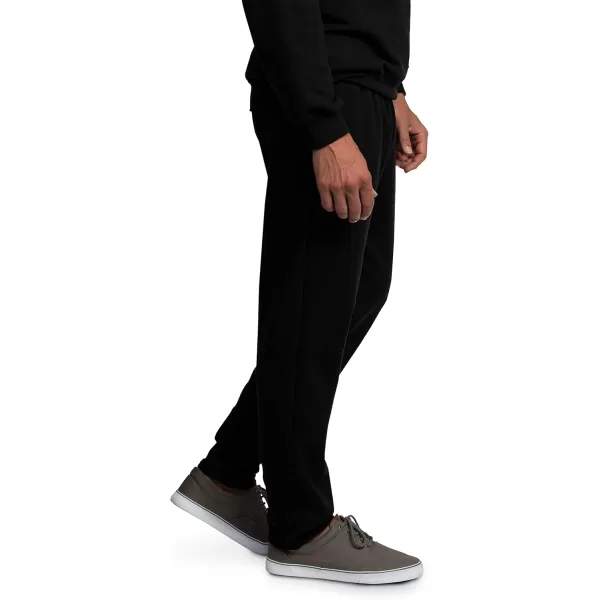 Fruit of the Loom Mens Eversoft Fleece Open Bottom Sweatpants with Pockets Relaxed Fit Moisture Wicking BreathableBlack