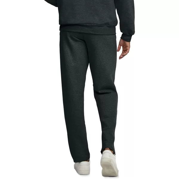 Fruit of the Loom Mens Eversoft Fleece Open Bottom Sweatpants with Pockets Relaxed Fit Moisture Wicking BreathableBlack Heather