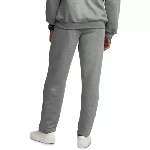 Fruit of the Loom Mens Eversoft Fleece Open Bottom Sweatpants with Pockets Relaxed Fit Moisture Wicking BreathableGrey Heather