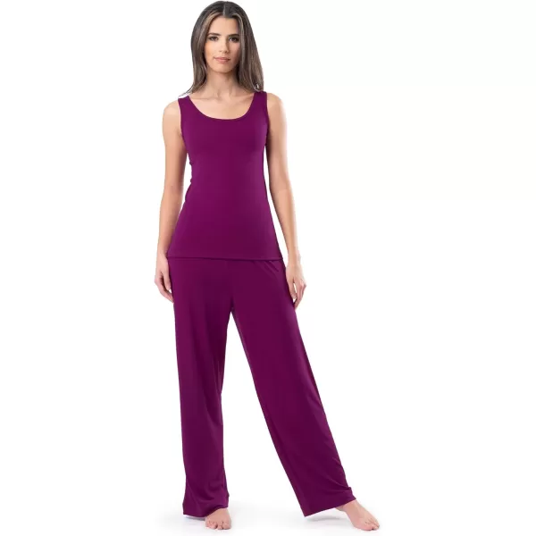 Fruit of the Loom Womens Breathable Tank Top Pant and Cardigan Sleep SetBoysenberry