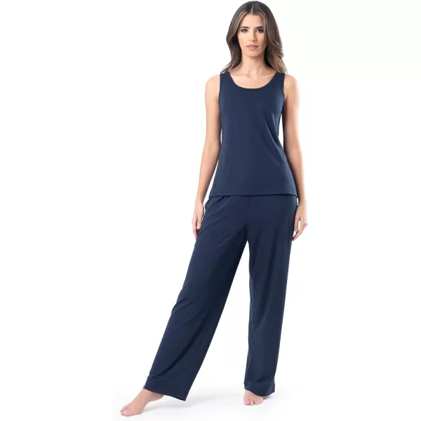 Fruit of the Loom Womens Breathable Tank Top Pant and Cardigan Sleep SetMidnight Blue