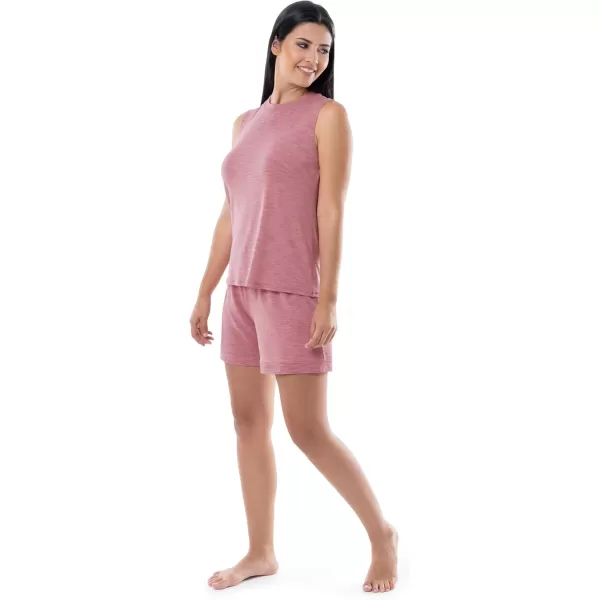 Fruit of the Loom Womens Breathable Tank Top and Short 2 Piece Sleep SetAntique Blush Heather