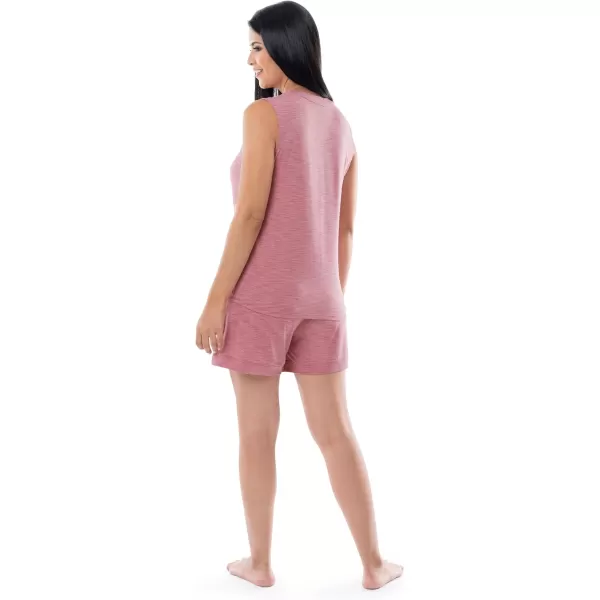 Fruit of the Loom Womens Breathable Tank Top and Short 2 Piece Sleep SetAntique Blush Heather