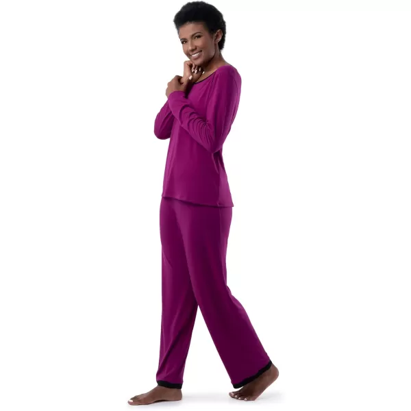 Fruit of the Loom Womens Long Sleeve Tee and Pant 2 Piece Sleep SetBoysenberry