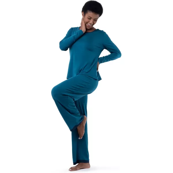 Fruit of the Loom Womens Long Sleeve Tee and Pant 2 Piece Sleep SetDark Sea