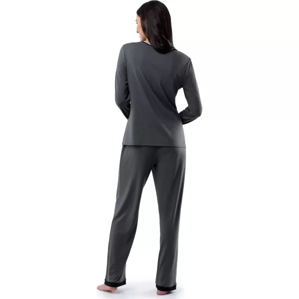 Fruit of the Loom Womens Long Sleeve Tee and Pant 2 Piece Sleep SetGrey