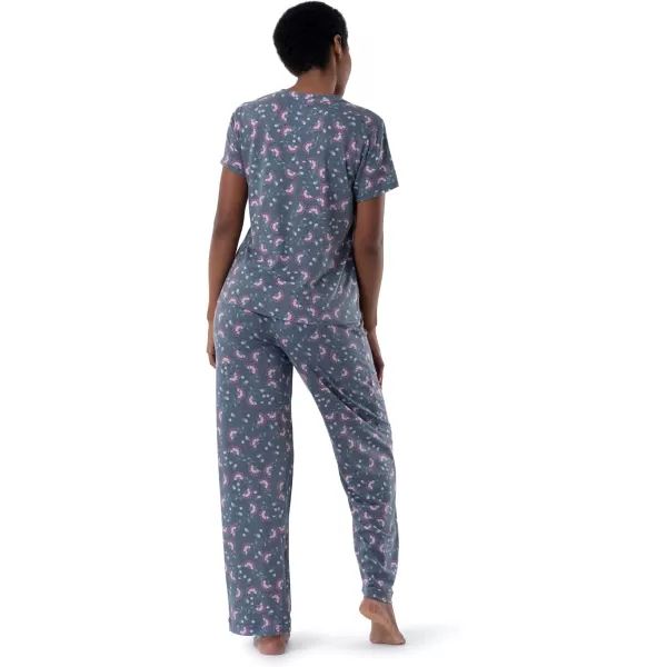 Fruit of the Loom Womens Short Sleeve Tee and Pant 2 Piece Sleep Pajama SetFloral