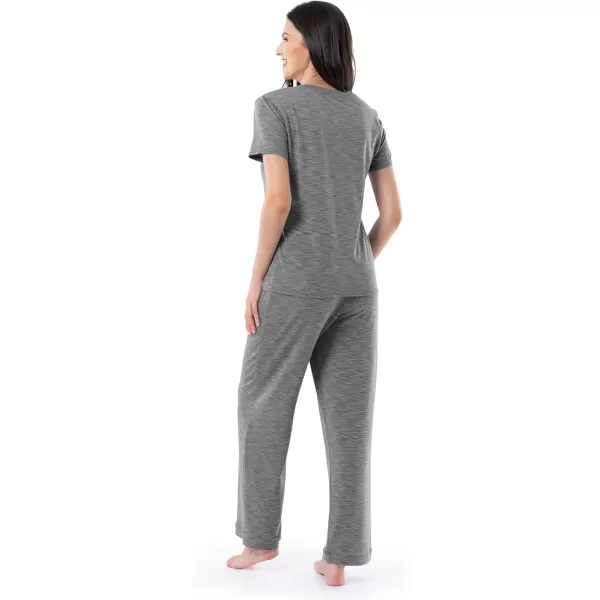 Fruit of the Loom Womens Short Sleeve Tee and Pant 2 Piece Sleep Pajama SetHeather Grey