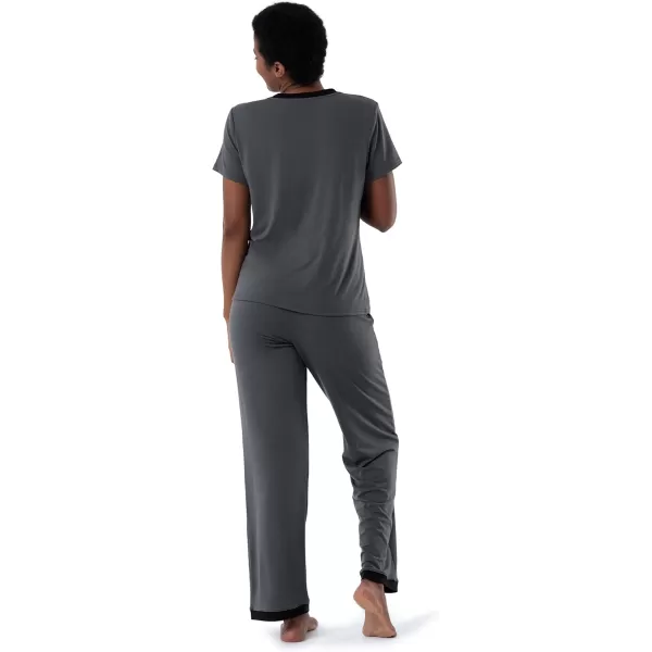 Fruit of the Loom Womens Short Sleeve Tee and Pant 2 Piece Sleep Pajama SetSoft Grey